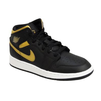 4. Buty do koszykówki Air Jordan 1 Mid Junior (GS) Black/Metallic Gold - DQ8423-071