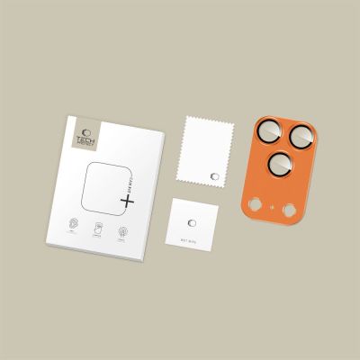 4. Szkło na obiektyw Tech-Protect Camfull Fit+ na iPhone 17 Pro - pomarańczowe