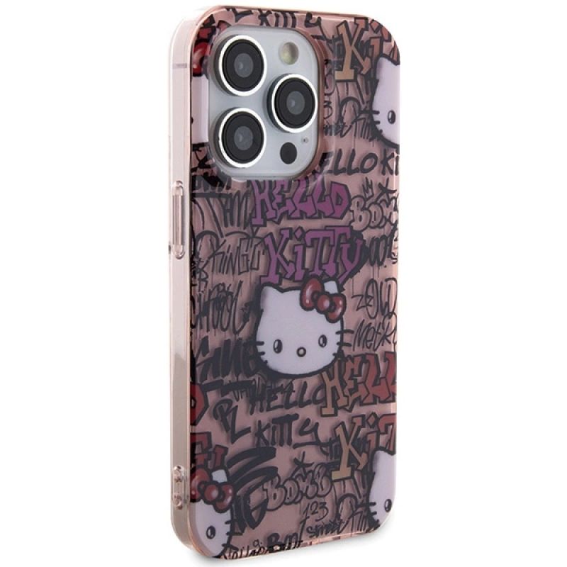 4. Etui Hello Kitty IML Tags Graffiti na iPhone 14 Pro - różowe