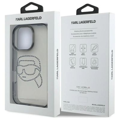 8. Etui Karl Lagerfeld IML Rhinestones Karl Head na iPhone 16 Pro Max 6.9" - czarne