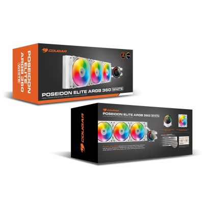 6. Chłodzenie cieczą COUGAR DISS A LIQUIDO COUGAR 3MPSD360W POSEIDON ELITE ARGB 360 BIAŁY 392x121x27mm SKT 115x-1200-1700-1366-AM5-AM4-FM2-FM1-AM3 ARGB