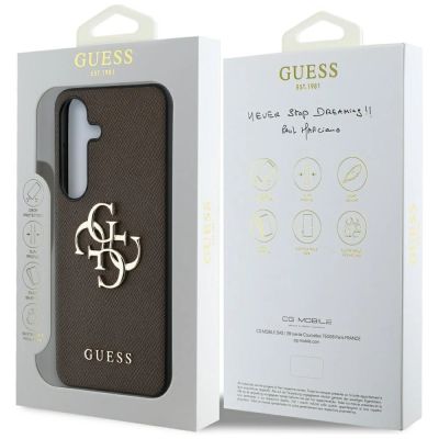 8. Etui Guess Grained Big 4G Logo Small Classic Logo do Samsung Galaxy S25 Plus brązowy