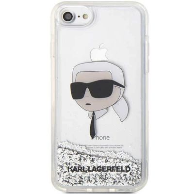 3. Etui Karl Lagerfeld Glitter Karl's Head na iPhone 7 / 8 / SE 2020 / SE 2022 - srebrne
