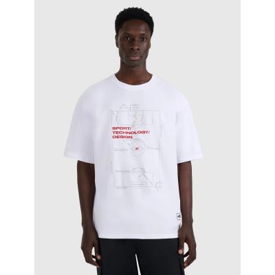 T-shirt oversize z nadrukiem męski 4F 4FRAW25TTSHM3257-10S