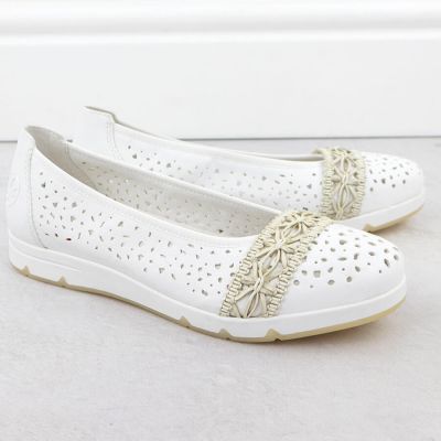 2. Baleriny damskie ażurowe komfortowe białe Rieker  L3062-80