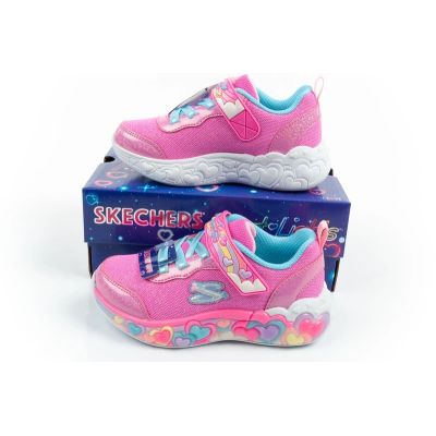 9. Skechers buty sportowe dziecięce S Lights LED dla dziewczynki na rzep