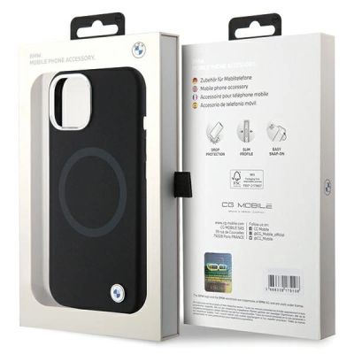 8. Etui BMW Signature Liquid Silicone MagSafe na iPhone 15 - czarne