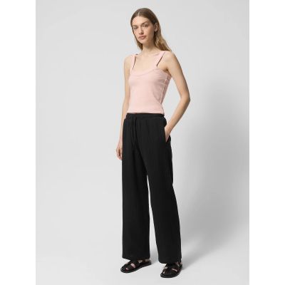 5. Spodnie z bawełnianego muślinu damskie Outhorn OTHWSS24TTROF1017-20S