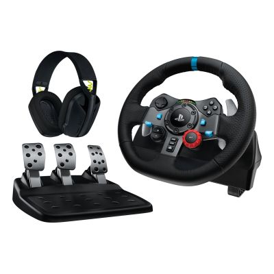Logitech G 991-000539 kontroler gier Aluminium, Czarny USB Kierownica + pedały + zestaw słuchawkowy PC, PlayStation 4, PlayStation 5, Playstation 3
