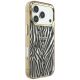 4. Etui Guess IML Zebra Glitter Triangle Logo MagSafe na iPhone 17 Pro Max / 18 Pro Max - złote