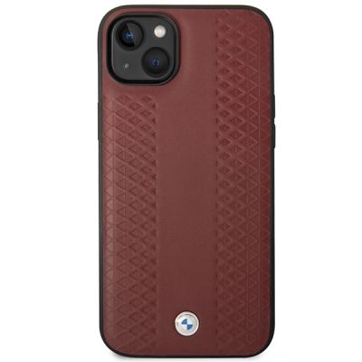 3. Etui BMW Leather Diamond Pattern na iPhone 14 - burgundowe