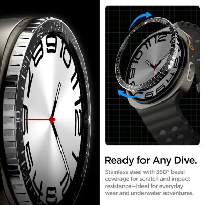 12. Nakładka Spigen Bezel Tune Diver na Samsung Galaxy Watch 8 44 mm - czarna