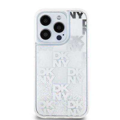 3. Etui DKNY Liquid Glitter Multilogo na iPhone 15 Pro - białe