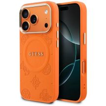 Etui Guess Peony Hot Stamp MagSafe na iPhone 17 Pro Max - pomarańczowe