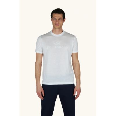 Paul&Shark T-shirt męski z bawełny i lyocellu jasny ecru (26411007-108) - klasyczny komfort