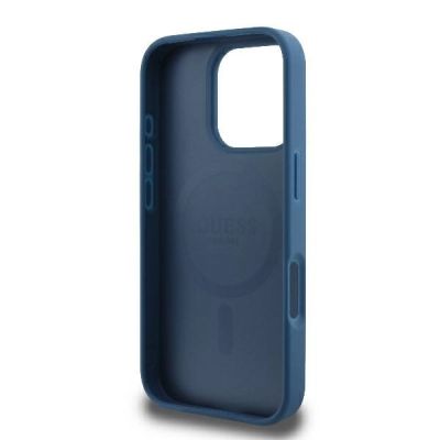 7. Etui Guess 4G Ring Classic Logo MagSafe na iPhone 16 Pro - niebieskie