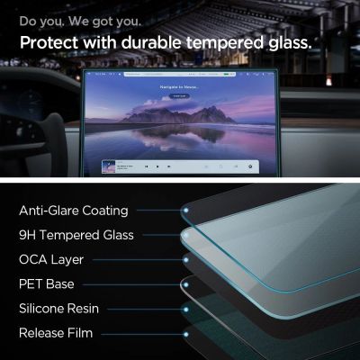 11. Szkło hartowane Spigen Glas.tR EZ Fit na Tesla Model X 2022 / Model S 2021 - czarne