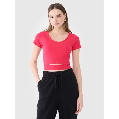 T-shirt crop top gładki damski 4F 4FRSS25TTSHF2695-54S