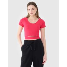 T-shirt crop top gładki damski 4F 4FRSS25TTSHF2695-54S