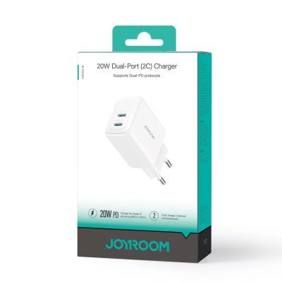 8. Ładowarka Joyroom JR-TCF12 sieciowa 2x USB-C 20W PD / QC 3.0 - biała