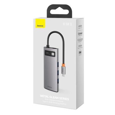 5. HUB Baseus Metal Gleam 6w1 USB-C - USB-C PD 100W 1x HDMI 4K 30Hz 3x USB-A 3.2 1x RJ45 - szary