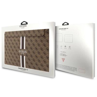 4. Pokrowiec Guess 4G Printed Stripes na laptopa 16" - brązowy
