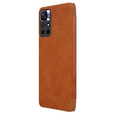 4. Nillkin Qin Case etui do Xiaomi Redmi Note 11T 5G / Note 11S 5G / Note 11 5G (China) / Poco M4 Pro 5G osłona na aparat kabura pokrowiec obudowa z klapką brązowy