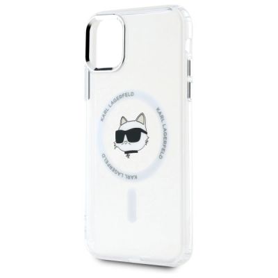 6. Etui Karl Lagerfeld IML Metal Choupette Head MagSafe na iPhone 11 - białe