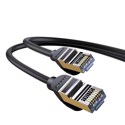 4. Baseus Speed Seven szybki kabel sieciowy RJ45 10Gbps 1m czarny (WKJS010101)