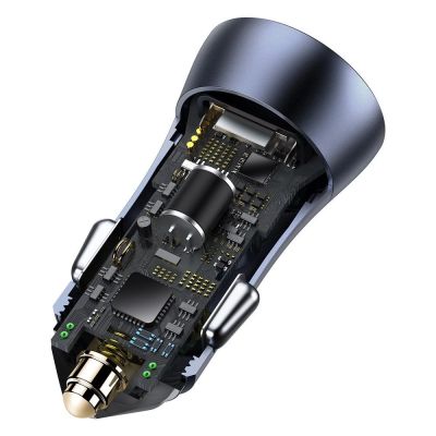 5. Baseus Golden Contactor Pro szybka ładowarka samochodowa 2x USB 40 W Quick Charge SCP FCP AFC + kabel USB - USB Typ C szary (TZCCJD-A0G)