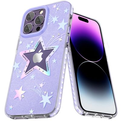 2. Kingxbar Heart Star Series etui iPhone 14 Plus etui w gwiazdki purple star