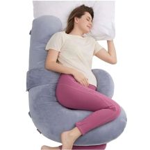 Momcozy PP007 | Poduszka ciążowa w kształcie litery F | Szara