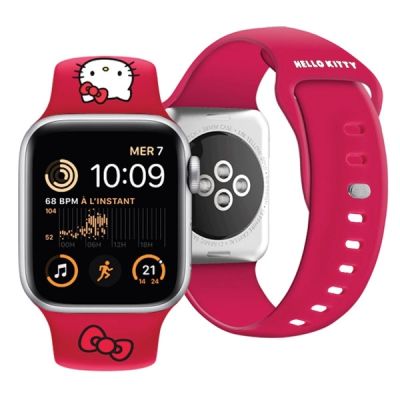 4. Pasek Hello Kitty Silicone Kitty Head na Apple Watch 38/40/41mm - czerwony