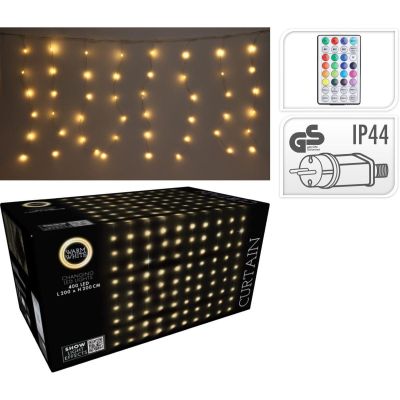 12. LAMPKI CHOINKOWE KURTYNA ŚWIETLNA ZEW/WEW 400 LED WW 200X200CM Z PILOTEM CIEPŁY BIAŁY