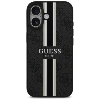3. Etui Guess 4G Printed Stripes MagSafe na iPhone 17 -czarne