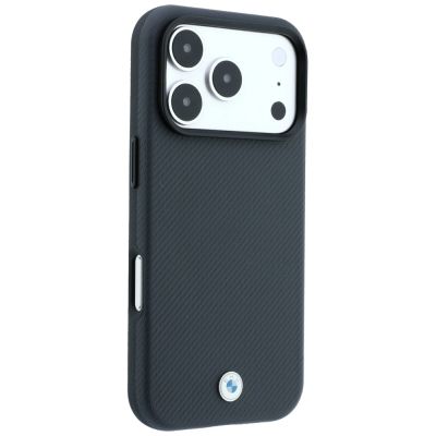 4. Etui BMW Sign Kevlar Metal Logo MagSafe na iPhone 18 Pro Max / 17 Pro Max - ciemnoszare