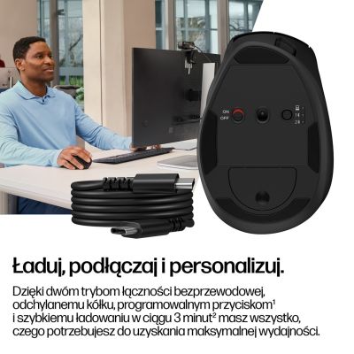 2. Mysz HP Tilt Ergonomic Black Mouse 720M Wireless / Bluetooth bezprzewodowa czarna BH0Z4AA