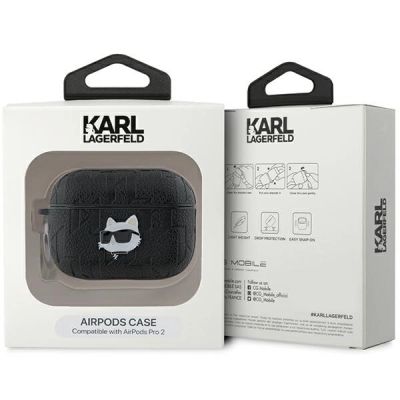 4. Etui Karl Lagerfeld Monogram Choupette Head na AirPods Pro 2 - czarne