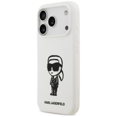 2. Etui Karl Lagerfeld Silicone Karl Sketch & Logo MagSafe na iPhone 17 Pro - białe
