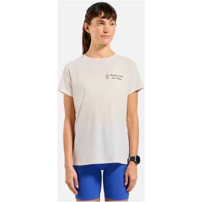 5. Koszulka z krótkim rękawem damska ODLO T-shirt crew neck s/s ESSENTIAL PRINT beżowa