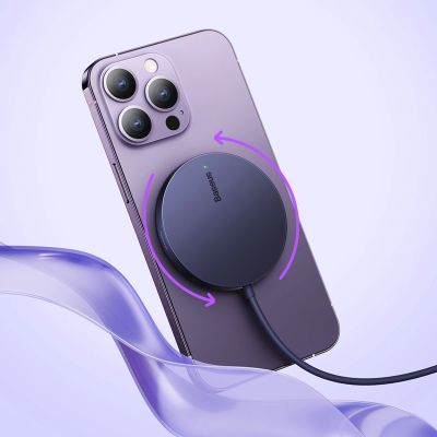 18. Baseus Simple Mini3 ładowarka magnetyczna MagSafe Qi 15W fioletowa