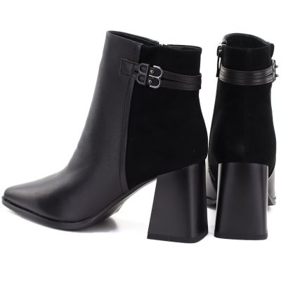 5. Skórzane botki damskie na obcasie czarne D&A S.Barski CR62-3477