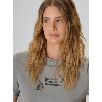 3. T-shirt loose z nadrukiem damski 4F 4FKAW26TTSHF4502-26S