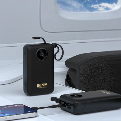 11. Powerbank Dudao K14+ 20000mAh 22.5W USB-C / USB-A / wbudowane kable Lightning i USB-C - czarny