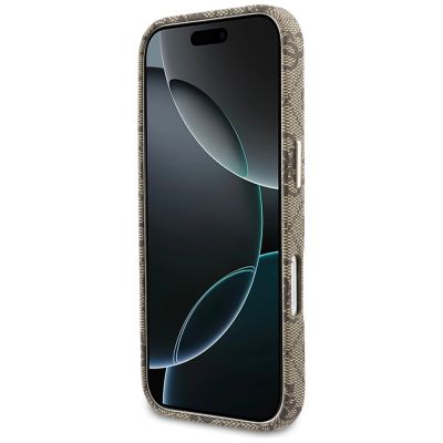 5. Etui Guess 4G Script MagSafe na iPhone 17 - brązowe