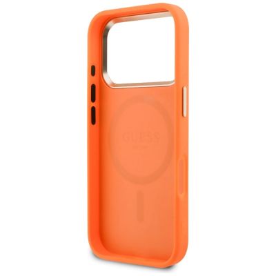 7. Etui Guess Perforated 4G MagSafe na iPhone 17 Pro - pomarańczowe