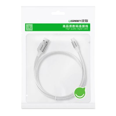 11. Kabel Ugreen US288 60130 USB-A / USB-C QC 3.0 3A 0.5m - biały