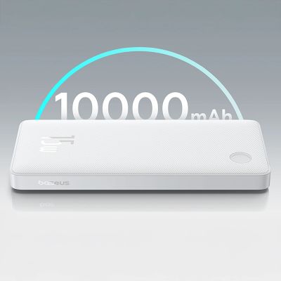 7. Powerbank Baseus Airpow Lite 10000mAh 15W z kablem Baseus Simple USB-A - USB-C 30cm - biały
