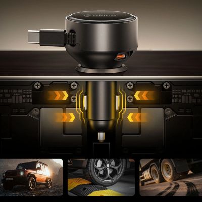 10. Ładowarka samochodowa Orico FC-60-2C 60W ze zwijanym kablem USB-C 65 cm - czarna
