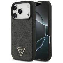 Etui Guess Leather 4G Triangle Strass MagSafe na iPhone 18 Pro / 17 Pro - czarne